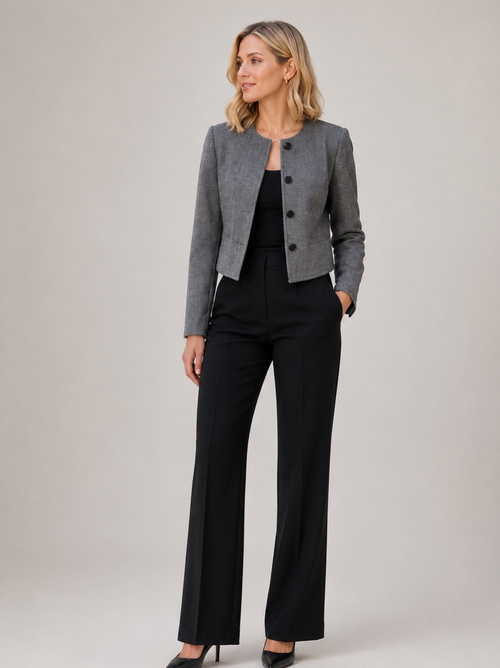 Ann Taylor Petite Textured Jacket Blazer Quiet Luxury